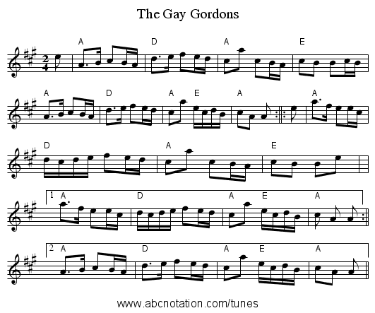 Gay Gordons, The - staff notation