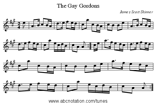 Gay Gordons, The - staff notation