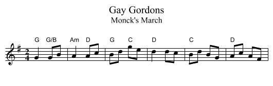 Gay Gordons - staff notation