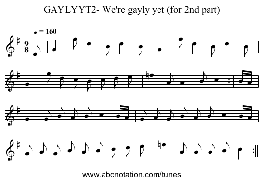 GAYLYYT2- We're gayly yet (for 2nd part) - staff notation