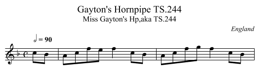 Gayton's Hornpipe TS.244 - staff notation