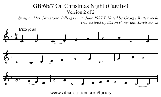 GB/6b/7 On Christmas Night (Carol)-0 - staff notation