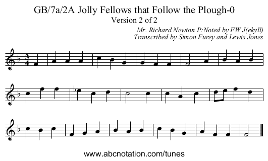 GB/7a/2A Jolly Fellows that Follow the Plough-0 - staff notation