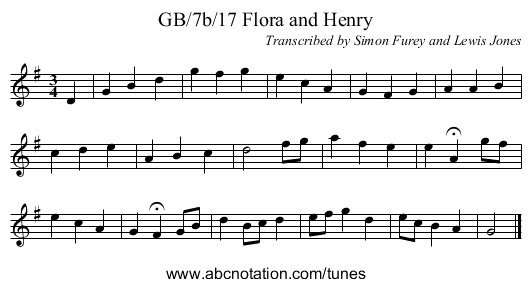 GB/7b/17 Flora and Henry - staff notation