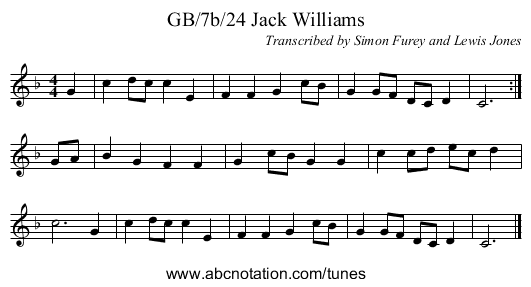GB/7b/24 Jack Williams - staff notation
