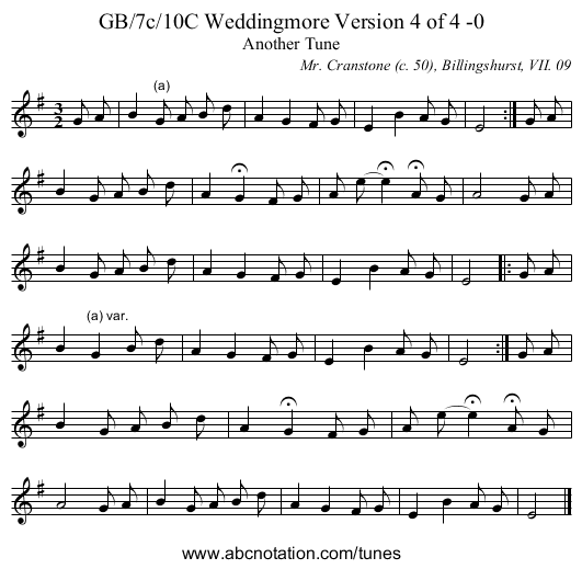 GB/7c/10C Weddingmore Version 4 of 4 -0 - staff notation