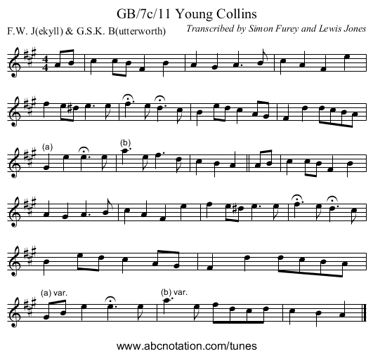 GB/7c/11 Young Collins - staff notation