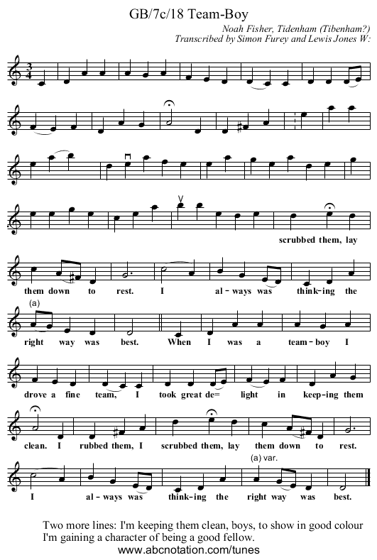 GB/7c/18 Team-Boy - staff notation