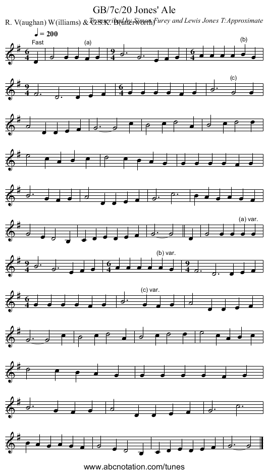 GB/7c/20 Jones' Ale - staff notation