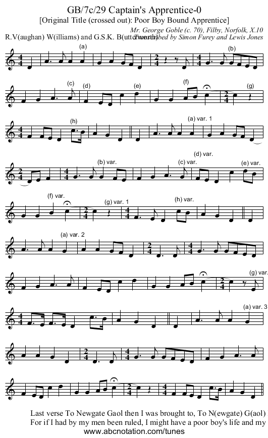 GB/7c/29 Captain's Apprentice-0 - staff notation