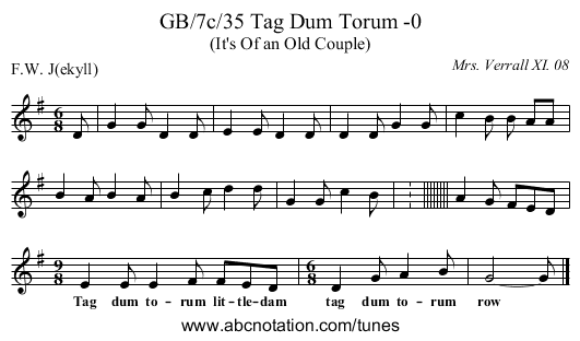 GB/7c/35 Tag Dum Torum -0 - staff notation
