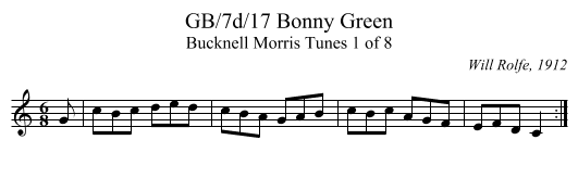 GB/7d/17 Bonny Green - staff notation