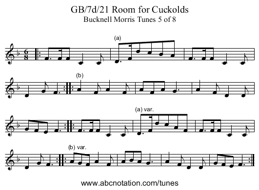 GB/7d/21 Room for Cuckolds - staff notation