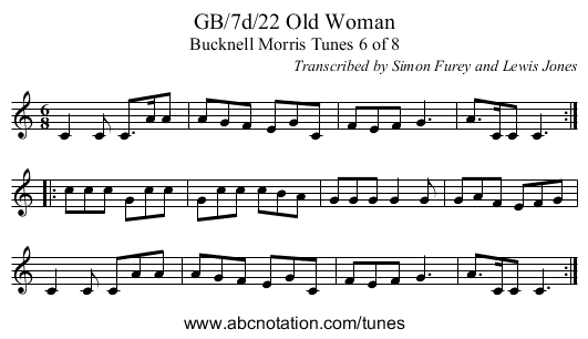 GB/7d/22 Old Woman - staff notation