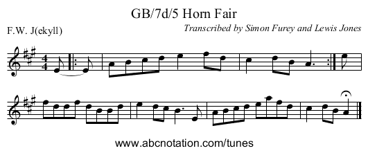 GB/7d/5 Horn Fair - staff notation
