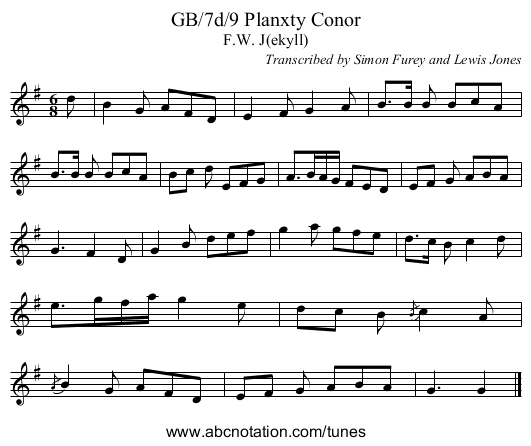 GB/7d/9 Planxty Conor - staff notation