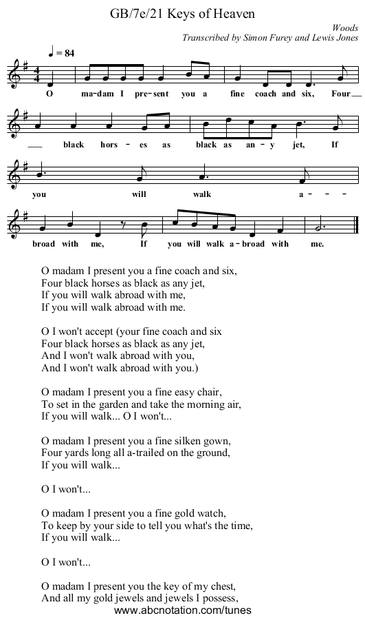GB/7e/21 Keys of Heaven - staff notation