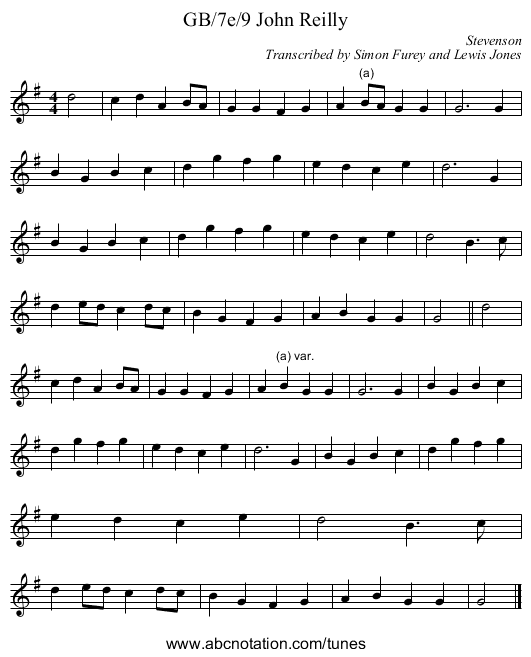 GB/7e/9 John Reilly - staff notation