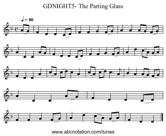 GDNIGHT5- The Parting Glass - staff notation