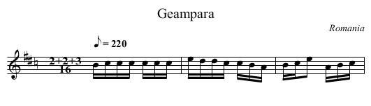 Geampara - staff notation