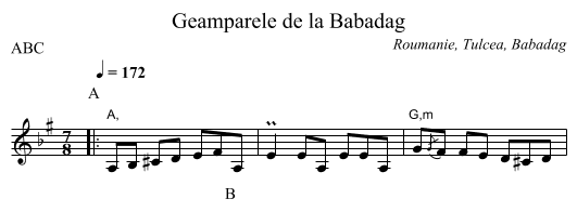 Geamparele de la Babadag - staff notation