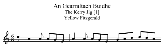Gearraltach Buidhe, An - staff notation