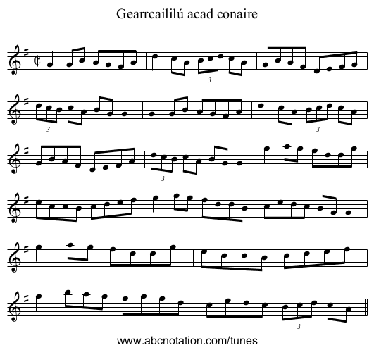 Gearrcaililú acad conaire - staff notation