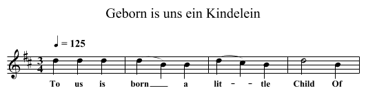 Geborn is uns ein Kindelein - staff notation