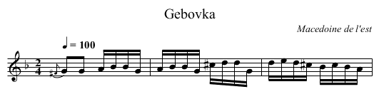Gebovka - staff notation