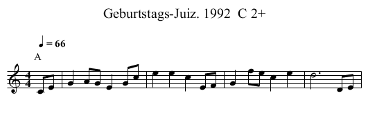 Geburtstags-Juiz. 1992  C 2+ - staff notation