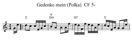 Gedenke mein (Polka)  CF 5- - staff notation