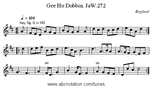 Gee Ho Dobbin. JaW.272 - staff notation