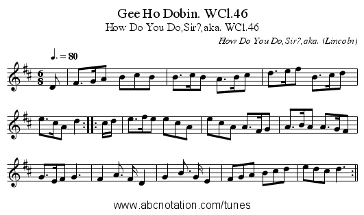 Gee Ho Dobin. WCl.46 - staff notation