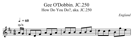 Gee O'Dobbin. JC.250 - staff notation