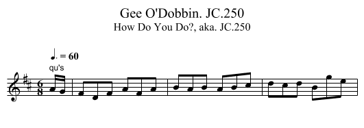 Gee O'Dobbin. JC.250 - staff notation