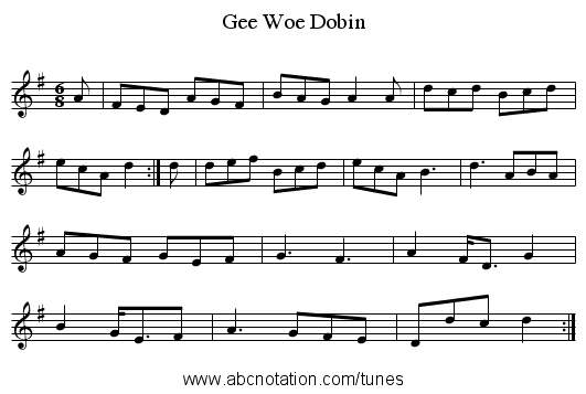 Gee Woe Dobin - staff notation