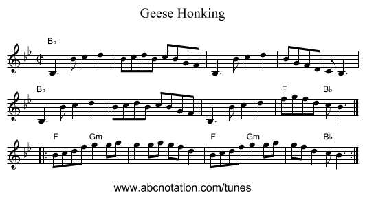Geese Honking - staff notation