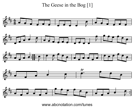 Geese in the Bog [1], The - staff notation