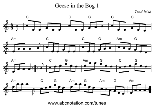 Geese in the Bog 1 - staff notation