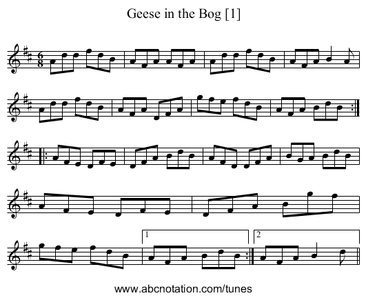 Geese in the Bog [1] - staff notation