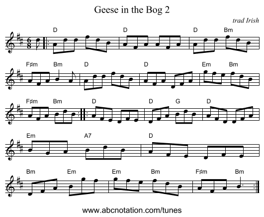 Geese in the Bog 2 - staff notation
