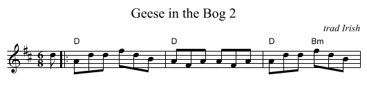 Geese in the Bog 2 - staff notation