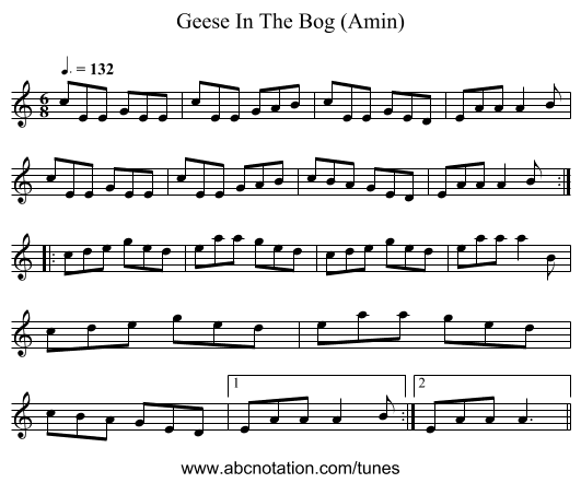 Geese In The Bog (Amin) - staff notation