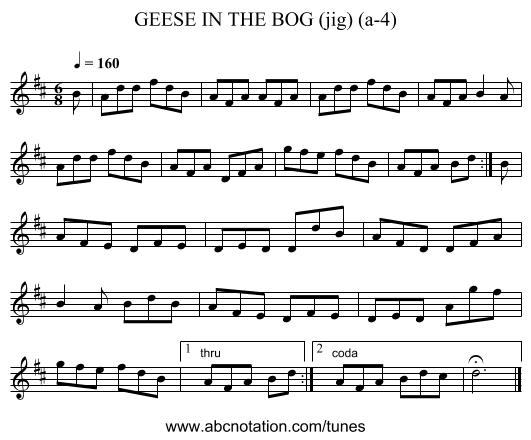 GEESE IN THE BOG (jig) (a-4) - staff notation