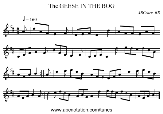 GEESE IN THE BOG, The - staff notation