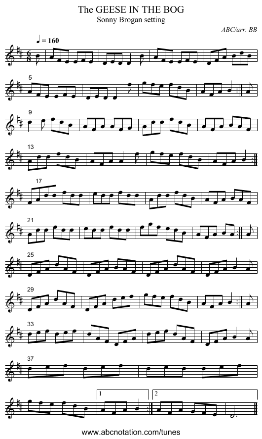GEESE IN THE BOG, The - staff notation