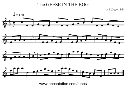 GEESE IN THE BOG, The - staff notation