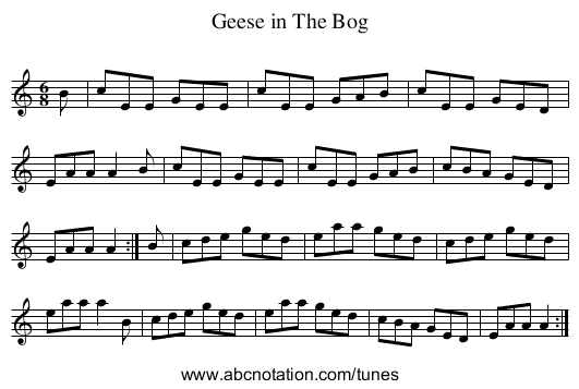 Geese in The Bog - staff notation