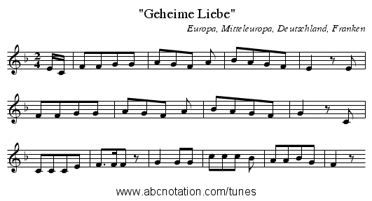 Geheime Liebe - staff notation