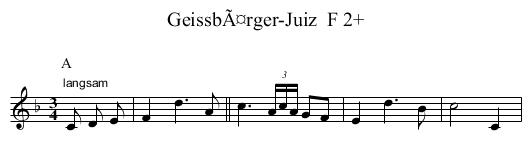 GeissbÃ¤rger-Juiz  F 2+ - staff notation